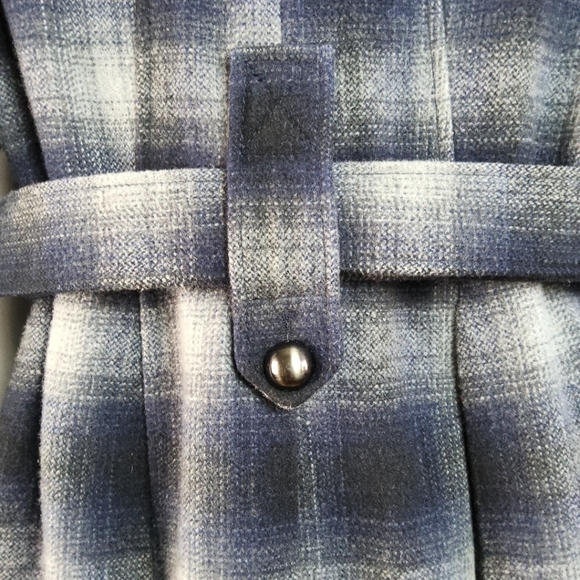 MISS SIXTY Wmns XS Wool Blend Blue Plaid Double Breast Jacket Coat ClassicCore - Picture 7 of 15